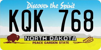 ND license plate KQK768