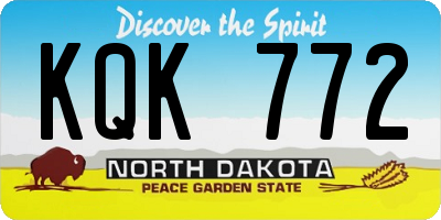 ND license plate KQK772