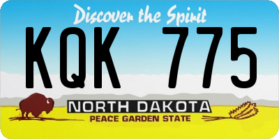 ND license plate KQK775