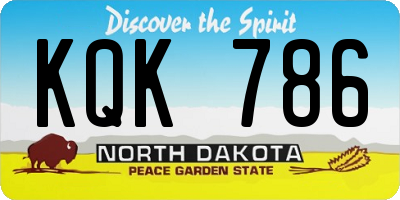 ND license plate KQK786