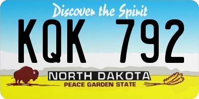 ND license plate KQK792