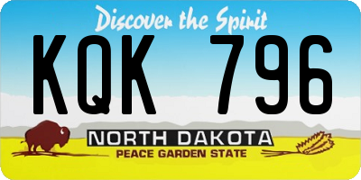 ND license plate KQK796