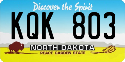 ND license plate KQK803