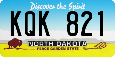 ND license plate KQK821