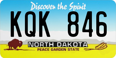 ND license plate KQK846