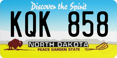 ND license plate KQK858