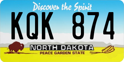 ND license plate KQK874