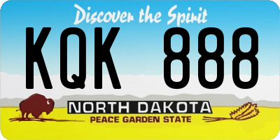 ND license plate KQK888