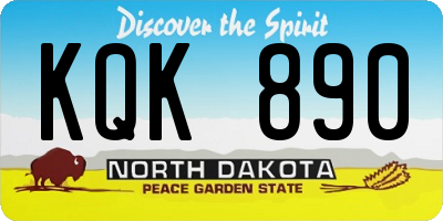 ND license plate KQK890