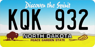 ND license plate KQK932