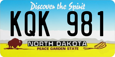 ND license plate KQK981