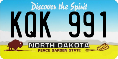 ND license plate KQK991
