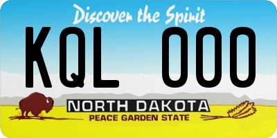 ND license plate KQL000