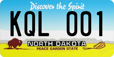 ND license plate KQL001