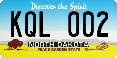 ND license plate KQL002