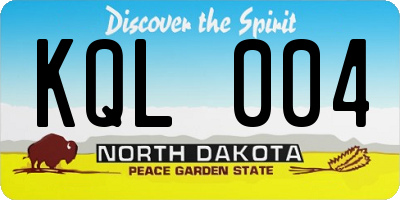 ND license plate KQL004