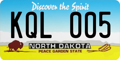 ND license plate KQL005