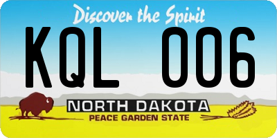 ND license plate KQL006