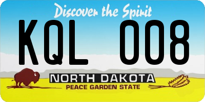 ND license plate KQL008