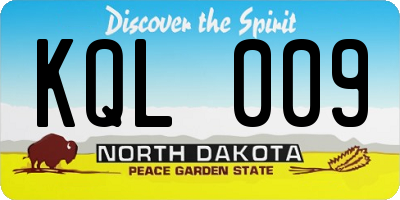 ND license plate KQL009