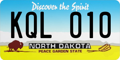 ND license plate KQL010