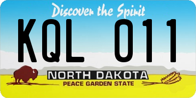 ND license plate KQL011