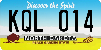 ND license plate KQL014
