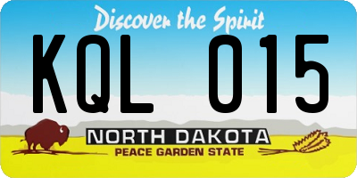 ND license plate KQL015
