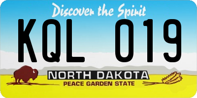 ND license plate KQL019