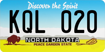 ND license plate KQL020