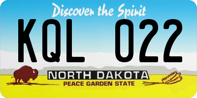 ND license plate KQL022