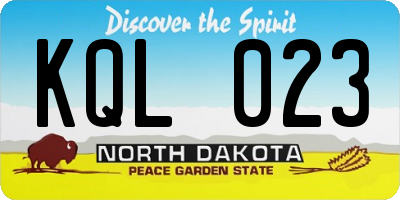 ND license plate KQL023