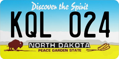 ND license plate KQL024