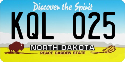ND license plate KQL025