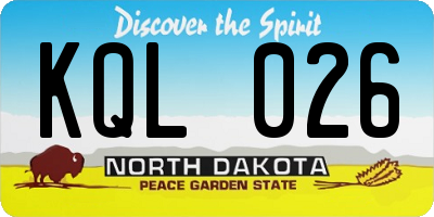ND license plate KQL026