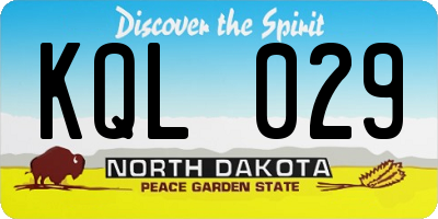 ND license plate KQL029