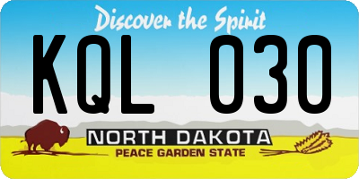 ND license plate KQL030