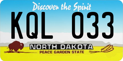 ND license plate KQL033