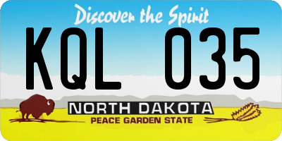 ND license plate KQL035