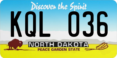 ND license plate KQL036