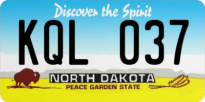 ND license plate KQL037