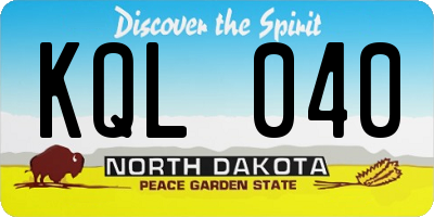 ND license plate KQL040