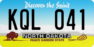 ND license plate KQL041