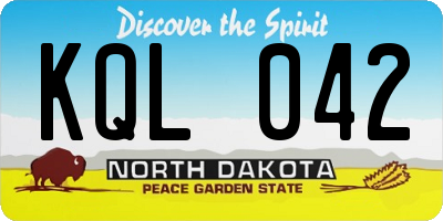 ND license plate KQL042