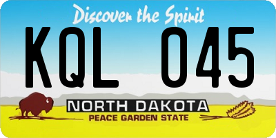 ND license plate KQL045