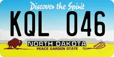 ND license plate KQL046
