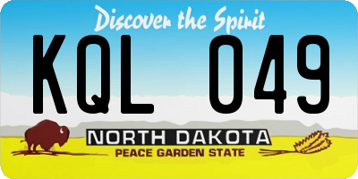 ND license plate KQL049