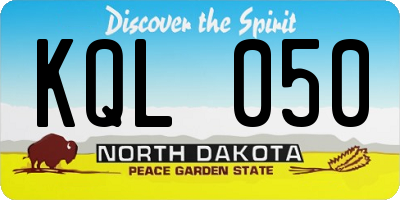 ND license plate KQL050