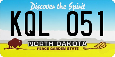 ND license plate KQL051