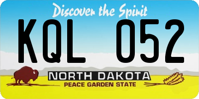 ND license plate KQL052
